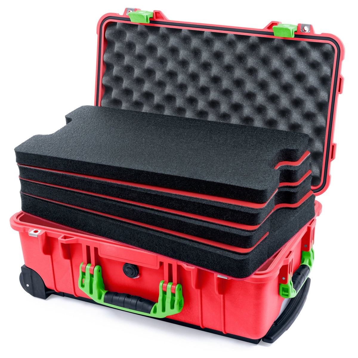 Pelican 1510 Case - Red &amp; Lime Green - DIY Tool Foam Kit / Convolute Lid Foam