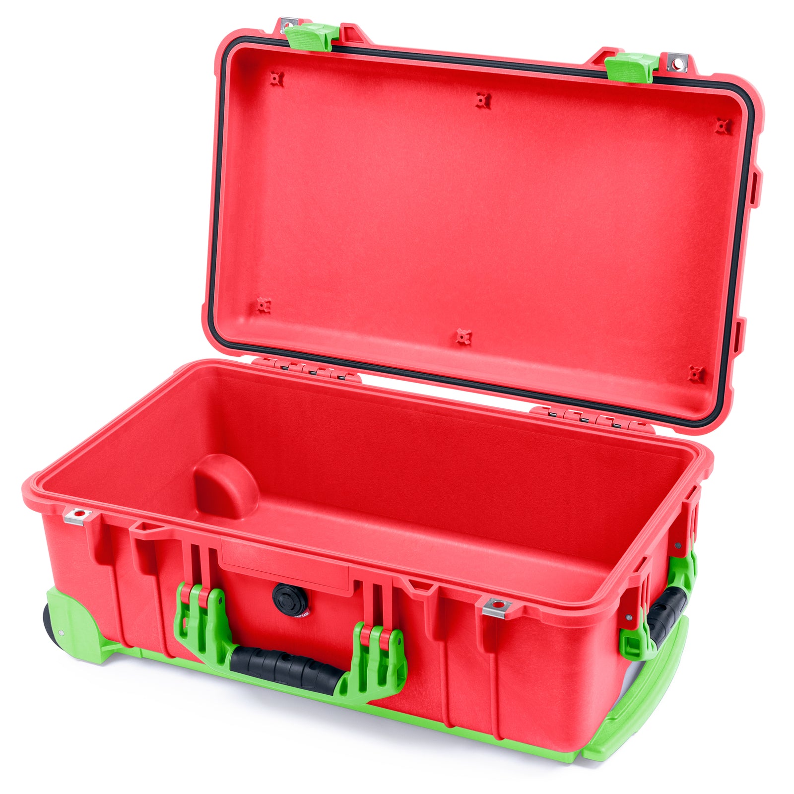 Pelican 1510 Case - Red & Lime Green Trolley