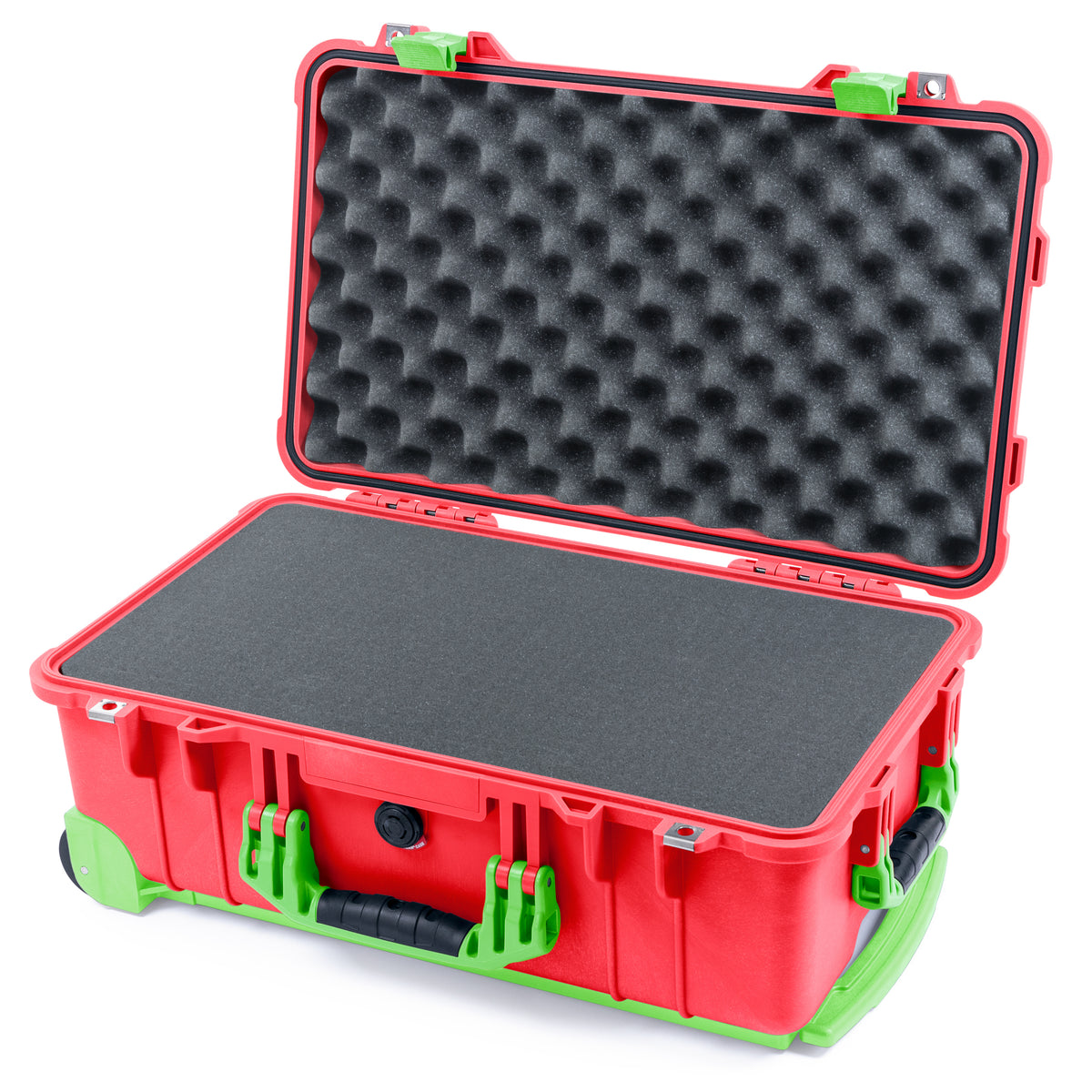 Pelican 1510 Case - Red & Lime Green Trolley