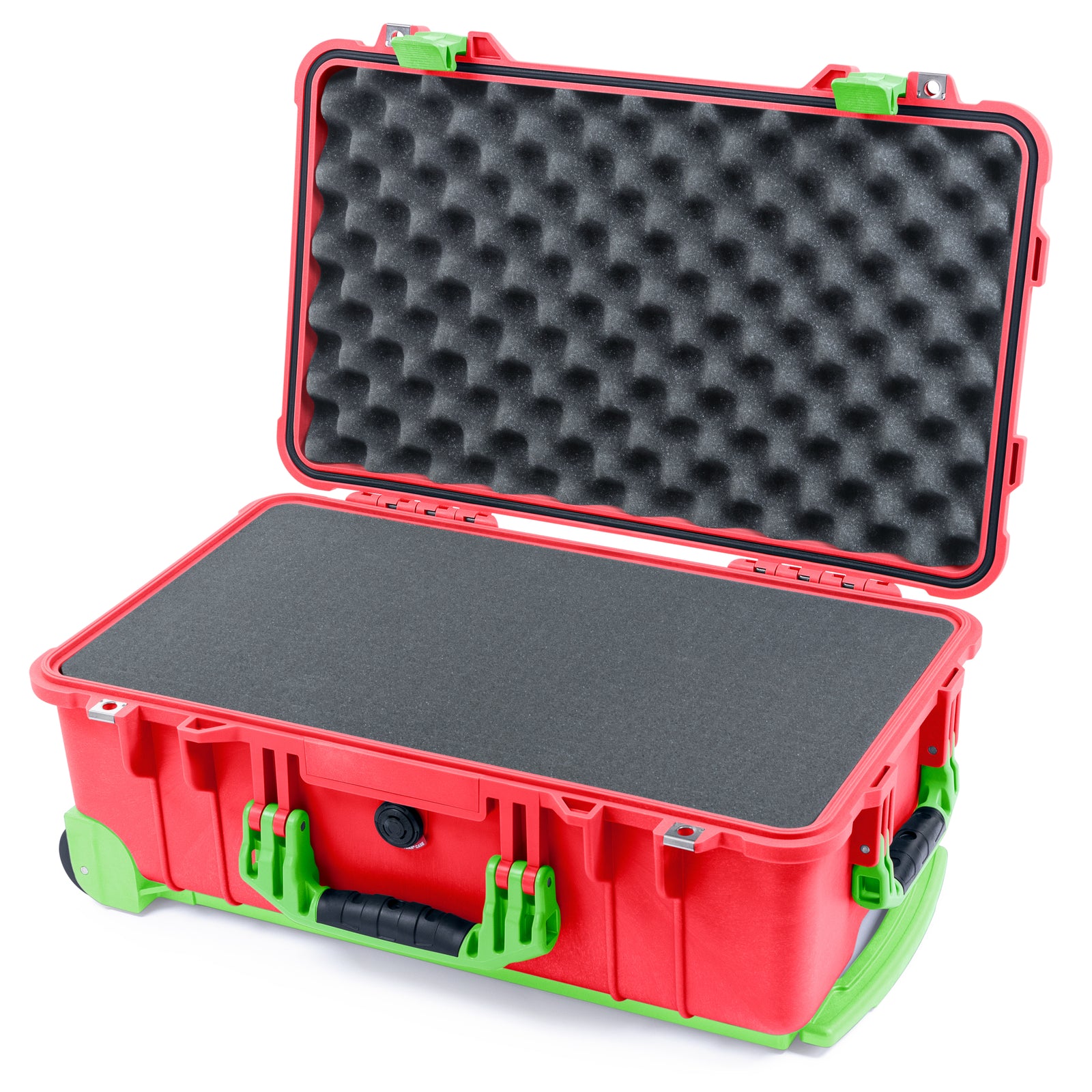 Pelican 1510 Case - Red & Lime Green Trolley