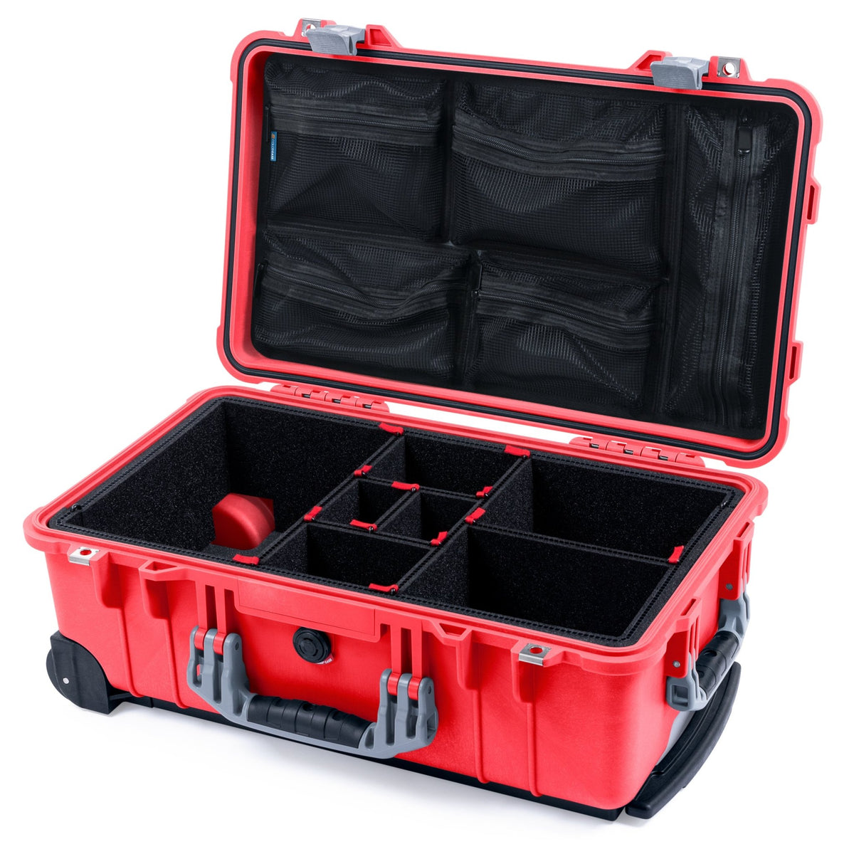 Pelican 1510 Case - Red &amp; Silver - TrekPak Divider System / Mesh Lid Organizer