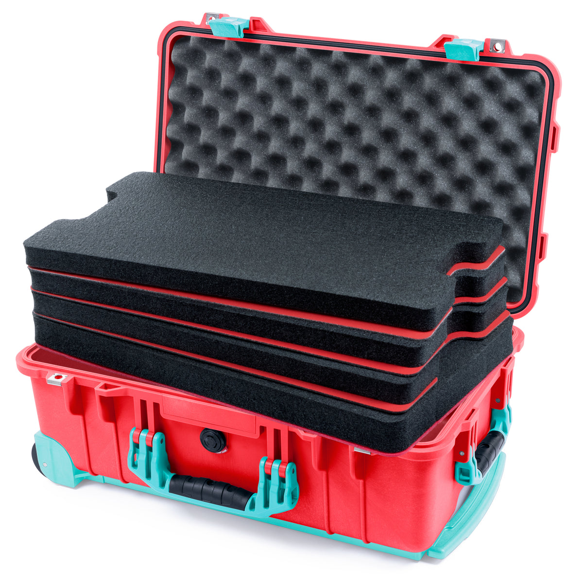 Pelican 1510 Case - Red & Teal Trolley