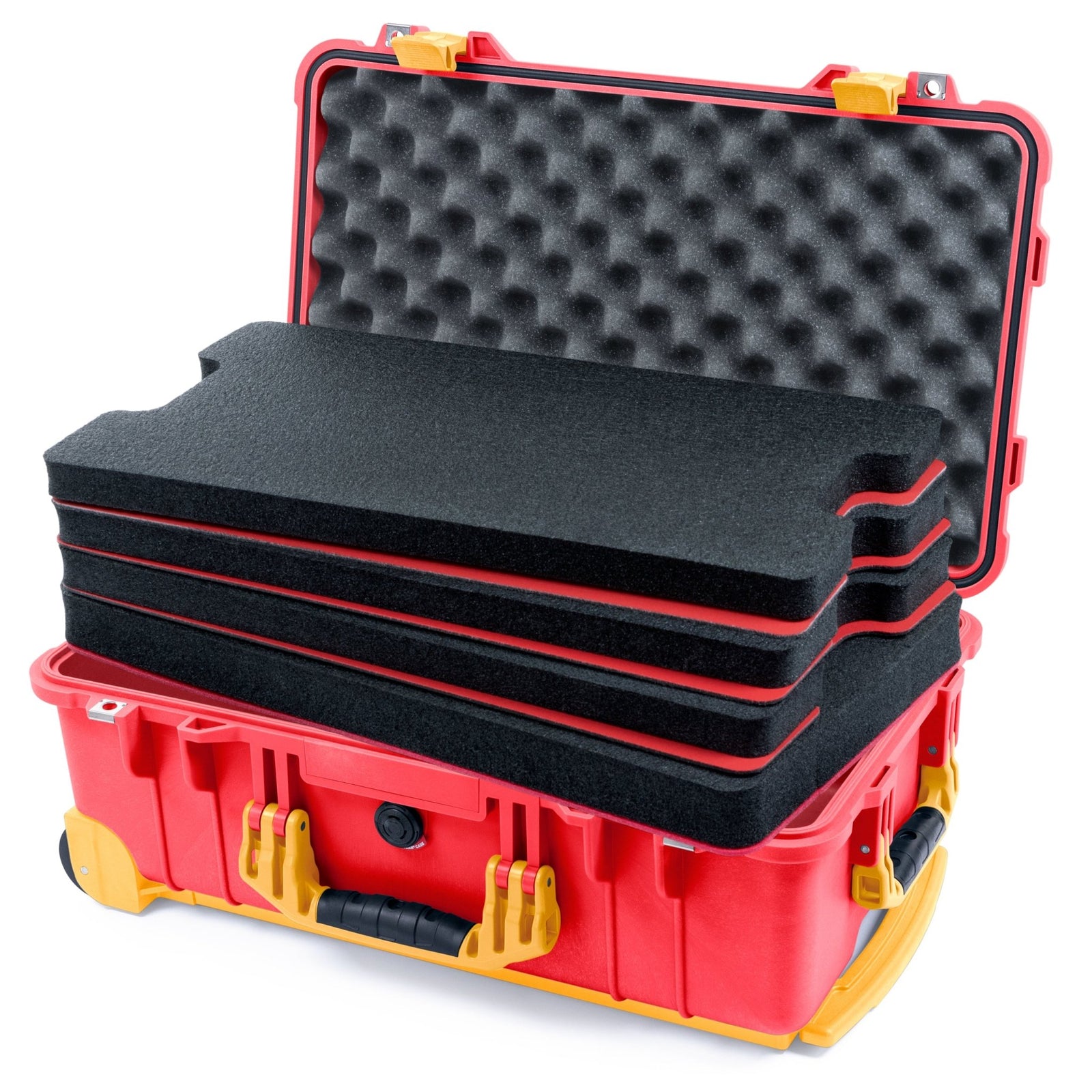 Pelican 1510 Case - Red & Yellow Trolley - DIY Tool Foam Kit / Convolute Lid Foam