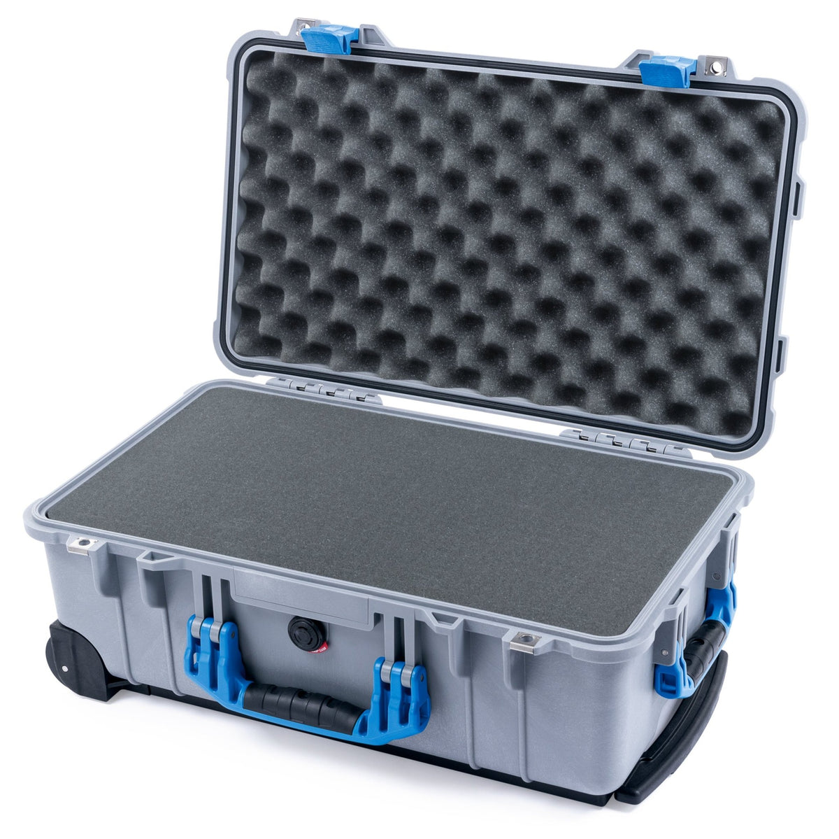 Pelican 1510 Case - Silver &amp; Blue - Pick &amp; Pluck Foam / Convolute Lid Foam