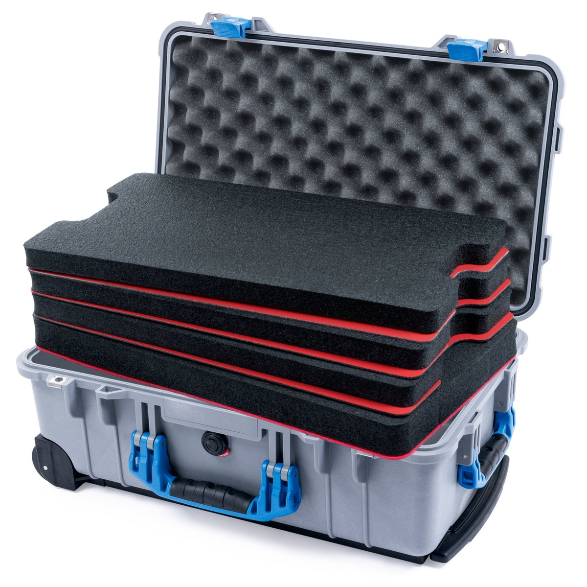 Pelican 1510 Case - Silver &amp; Blue - DIY Tool Foam Kit / Convolute Lid Foam