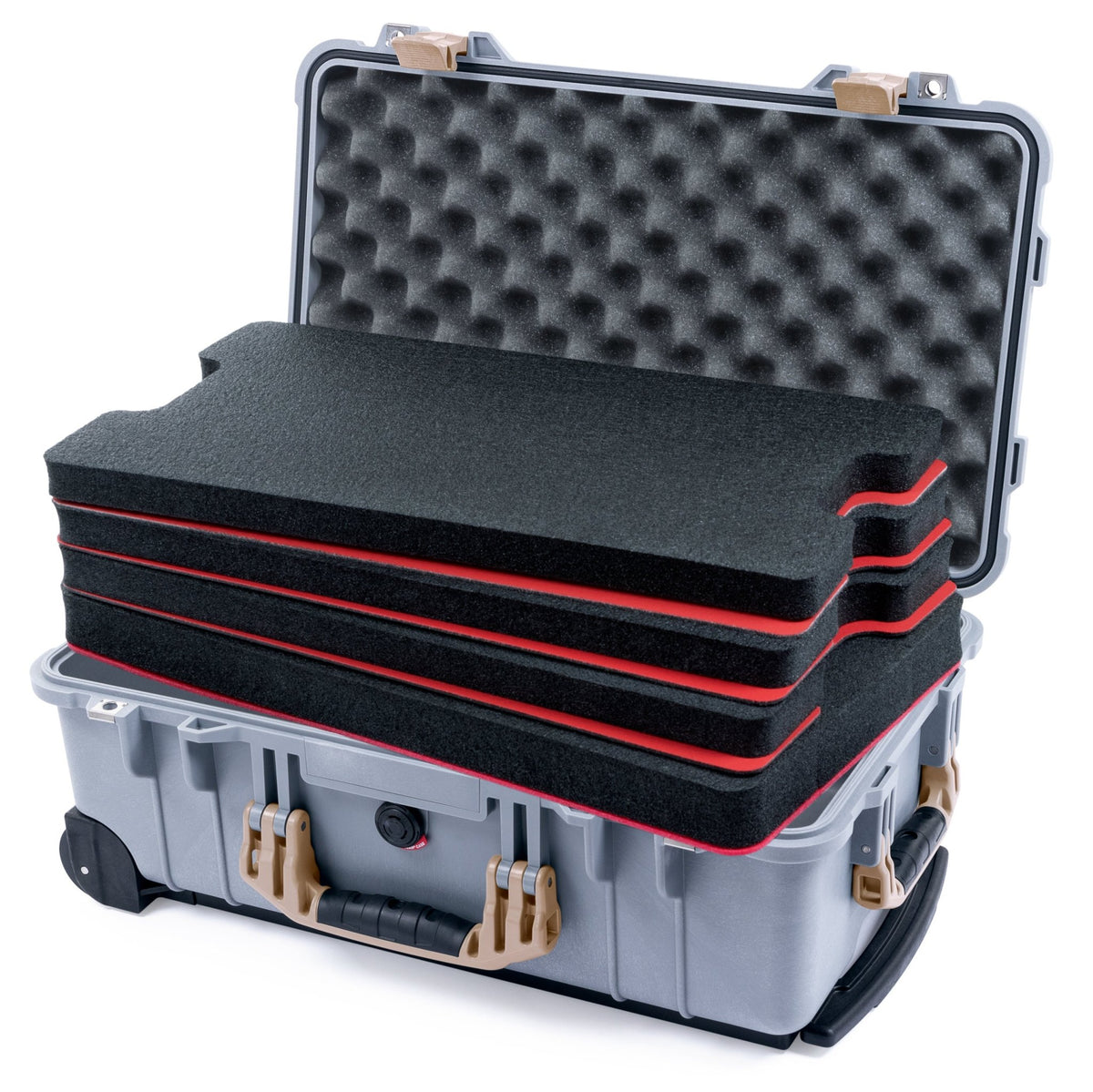 Pelican 1510 Case - Silver &amp; Desert Tan - DIY Tool Foam Kit / Convolute Lid Foam