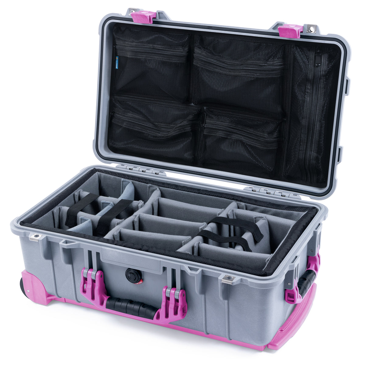 Pelican 1510 Case - Silver & Magenta Trolley