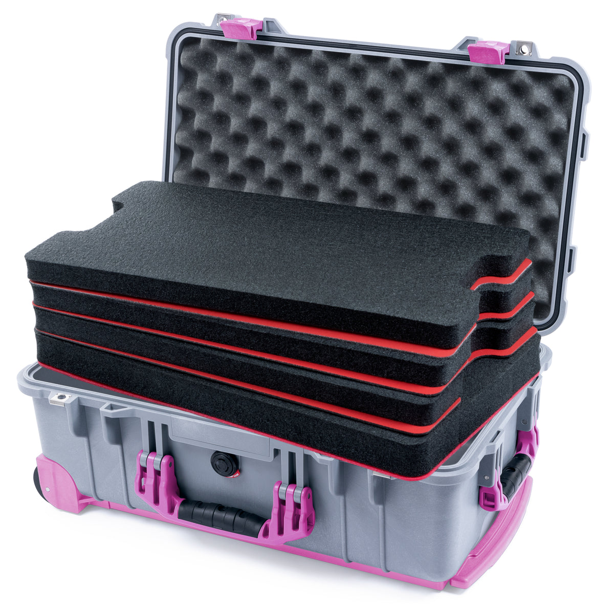 Pelican 1510 Case - Silver & Magenta Trolley