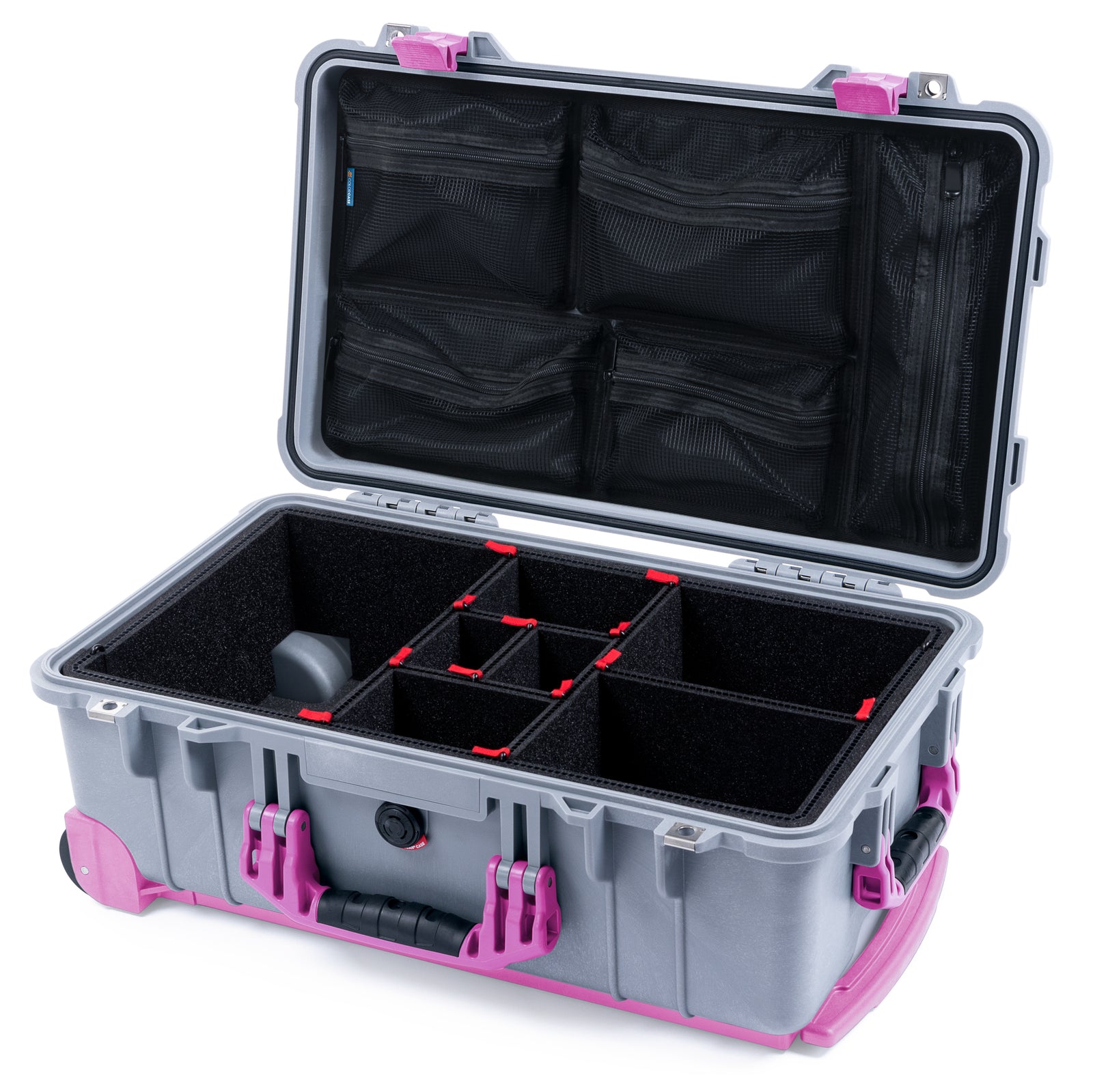 Pelican 1510 Case - Silver & Magenta Trolley