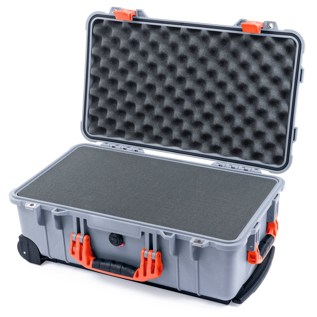 Pelican 1510 Case - Silver &amp; Orange - Pick &amp; Pluck Foam / Convolute Lid Foam