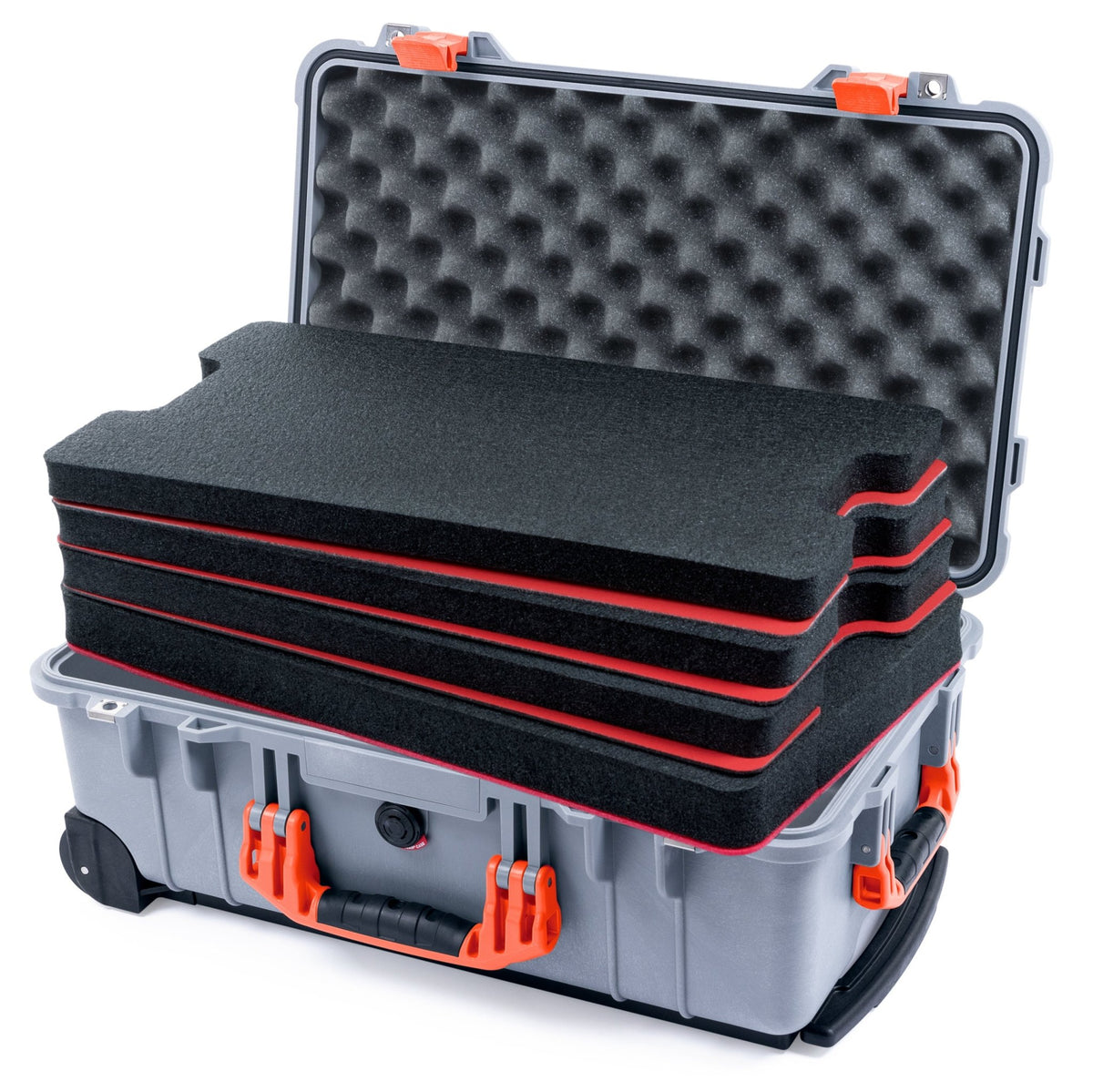 Pelican 1510 Case - Silver &amp; Orange - DIY Tool Foam Kit / Convolute Lid Foam
