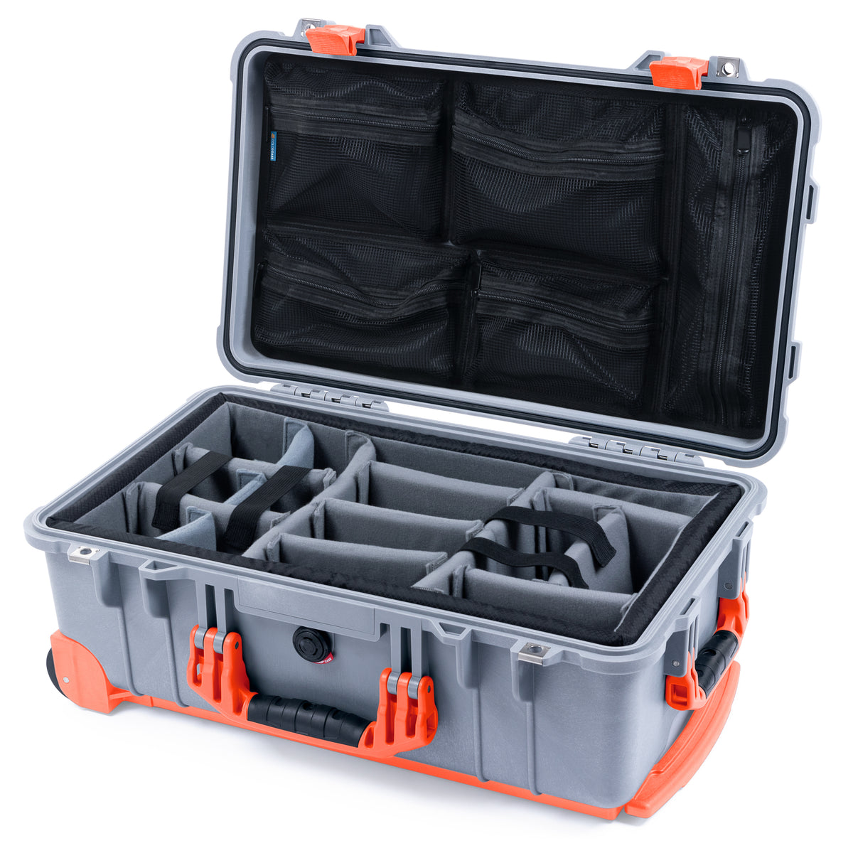 Pelican 1510 Case - Silver & Orange Trolley