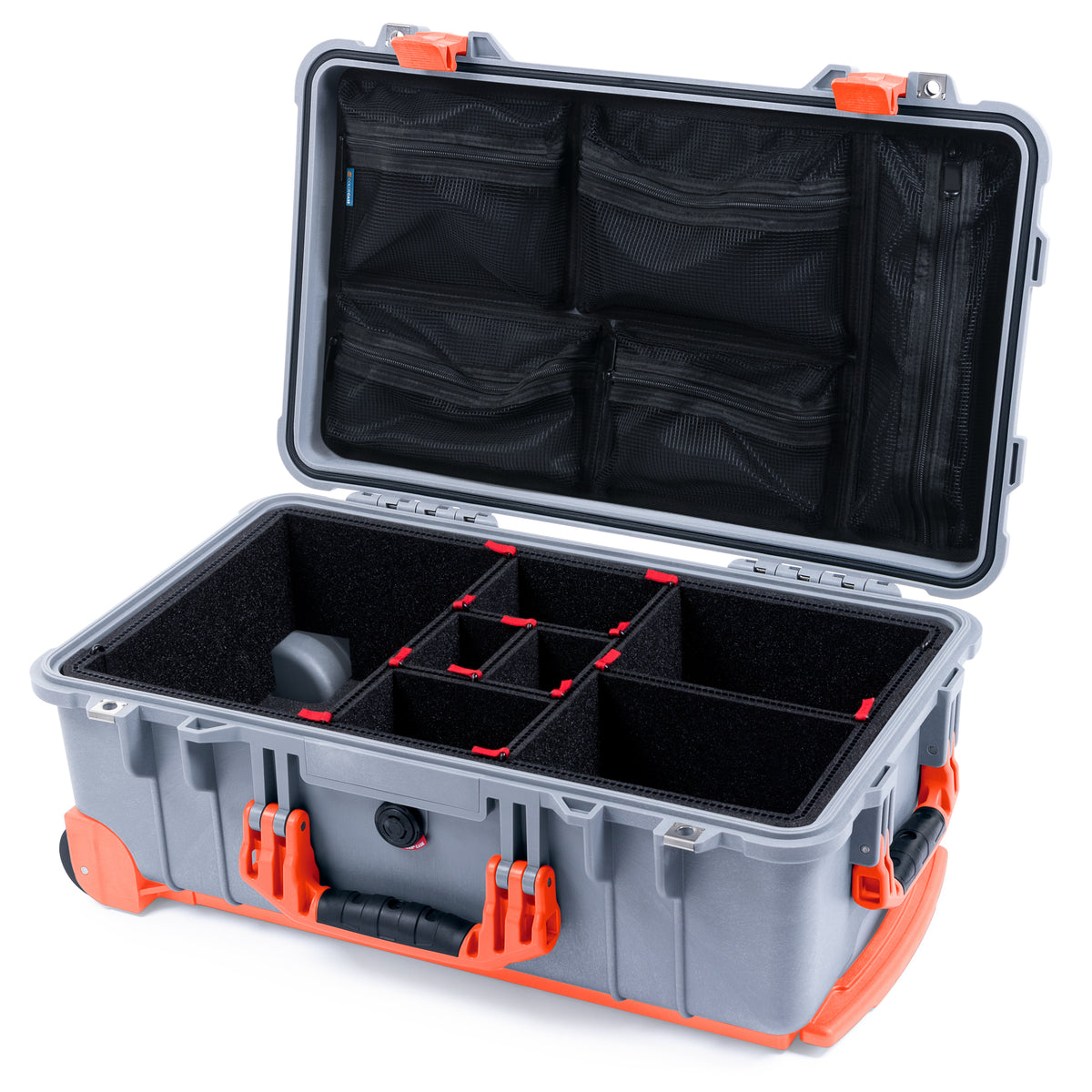 Pelican 1510 Case - Silver & Orange Trolley