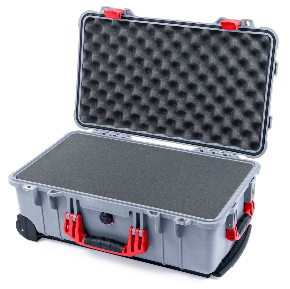 Pelican 1510 Case - Silver &amp; Red - Pick &amp; Pluck Foam / Convolute Lid Foam
