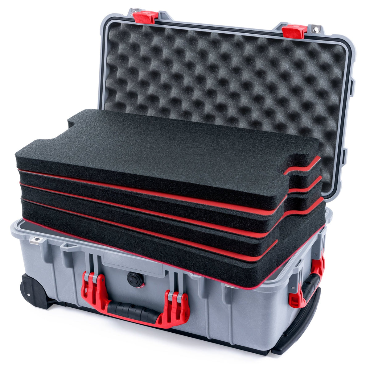 Pelican 1510 Case - Silver &amp; Red - DIY Tool Foam Kit / Convolute Lid Foam