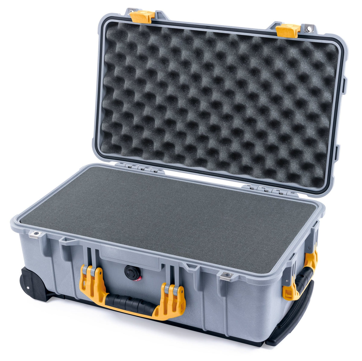 Pelican 1510 Case - Silver &amp; Yellow - Pick &amp; Pluck Foam / Convolute Lid Foam