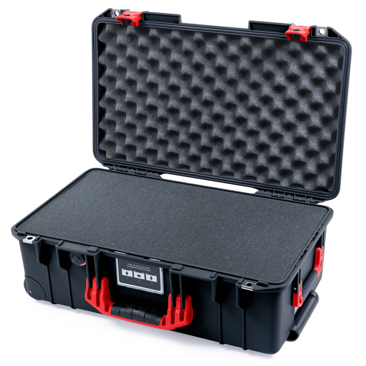 Pelican 1535 Air Carry - on Case - Black & Red TSA Latches - Pick & Pluck Foam / Convoluted Lid Foam