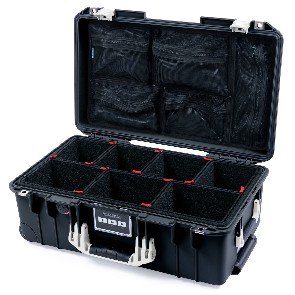 Pelican 1535 Air Carry - on Case - Black & White - TrekPak Divider System / Mesh Lid Organizer