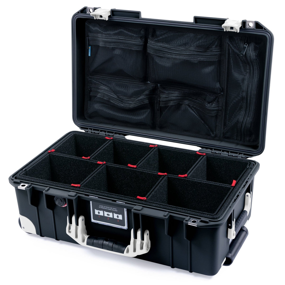 Pelican 1535 Air Carry - on Case - Black &amp; White Trolley - TrekPak Divider System / Mesh Lid Organizer
