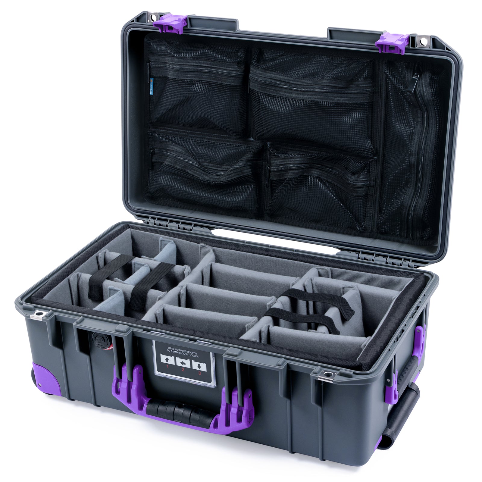 Pelican 1535 Air Carry-on Case - Charcoal & Purple Trolley