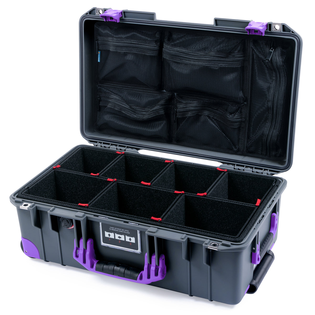 Pelican 1535 Air Carry-on Case - Charcoal &amp; Purple Trolley
