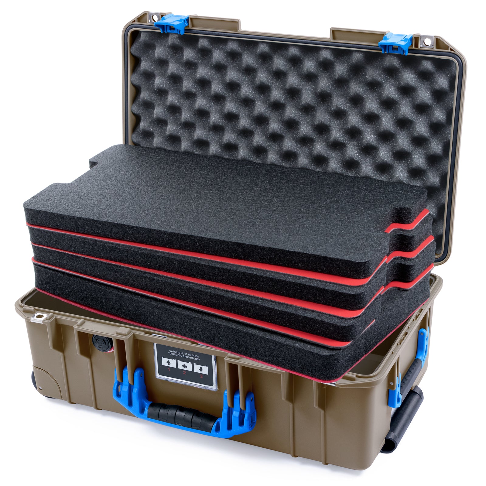 Pelican 1535 Air Carry-on Case - Dark Desert Dirt & Blue - DIY Tool Foam Kit / Convoluted Lid Foam