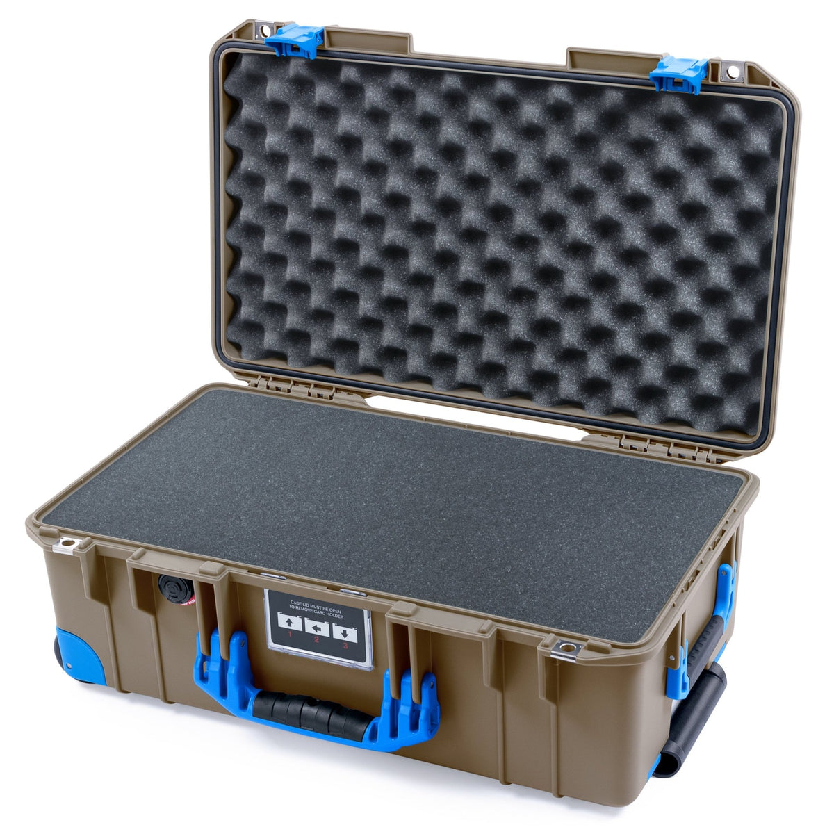 Pelican 1535 Air Carry-on Case - Dark Desert Dirt &amp; Blue Trolley - Pick &amp; Pluck Foam / Convoluted Lid Foam