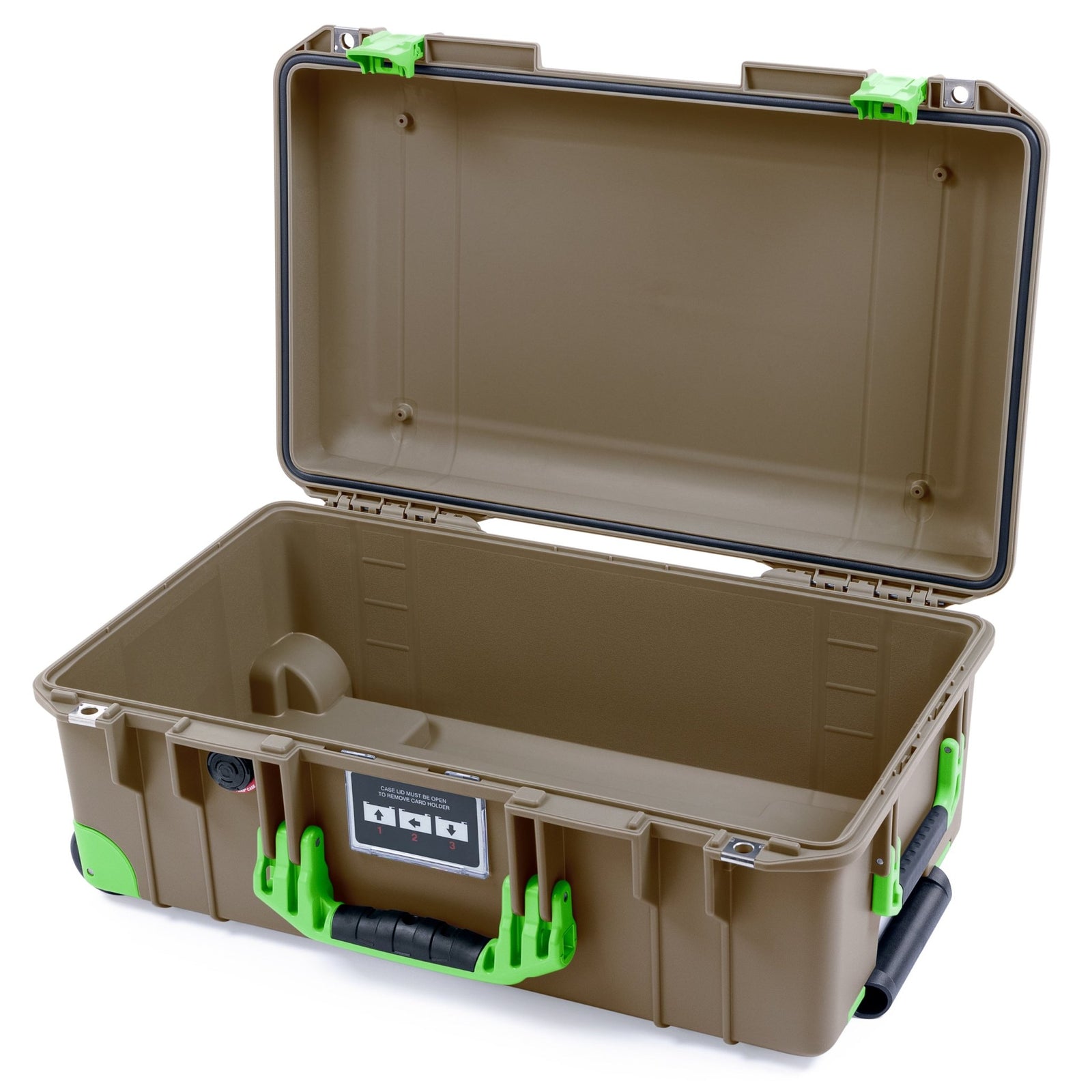 Pelican 1535 Air Carry - on Case - Dark Desert Dirt & Lime Green Trolley - Empty