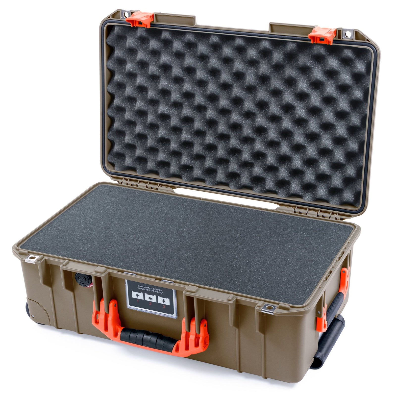 Pelican 1535 Air Carry - on Case - Dark Desert Dirt & Orange - Pick & Pluck Foam / Convoluted Lid Foam