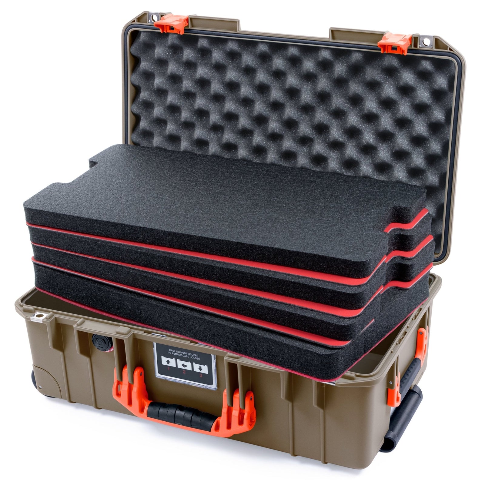 Pelican 1535 Air Carry - on Case - Dark Desert Dirt & Orange - DIY Tool Foam Kit / Convoluted Lid Foam