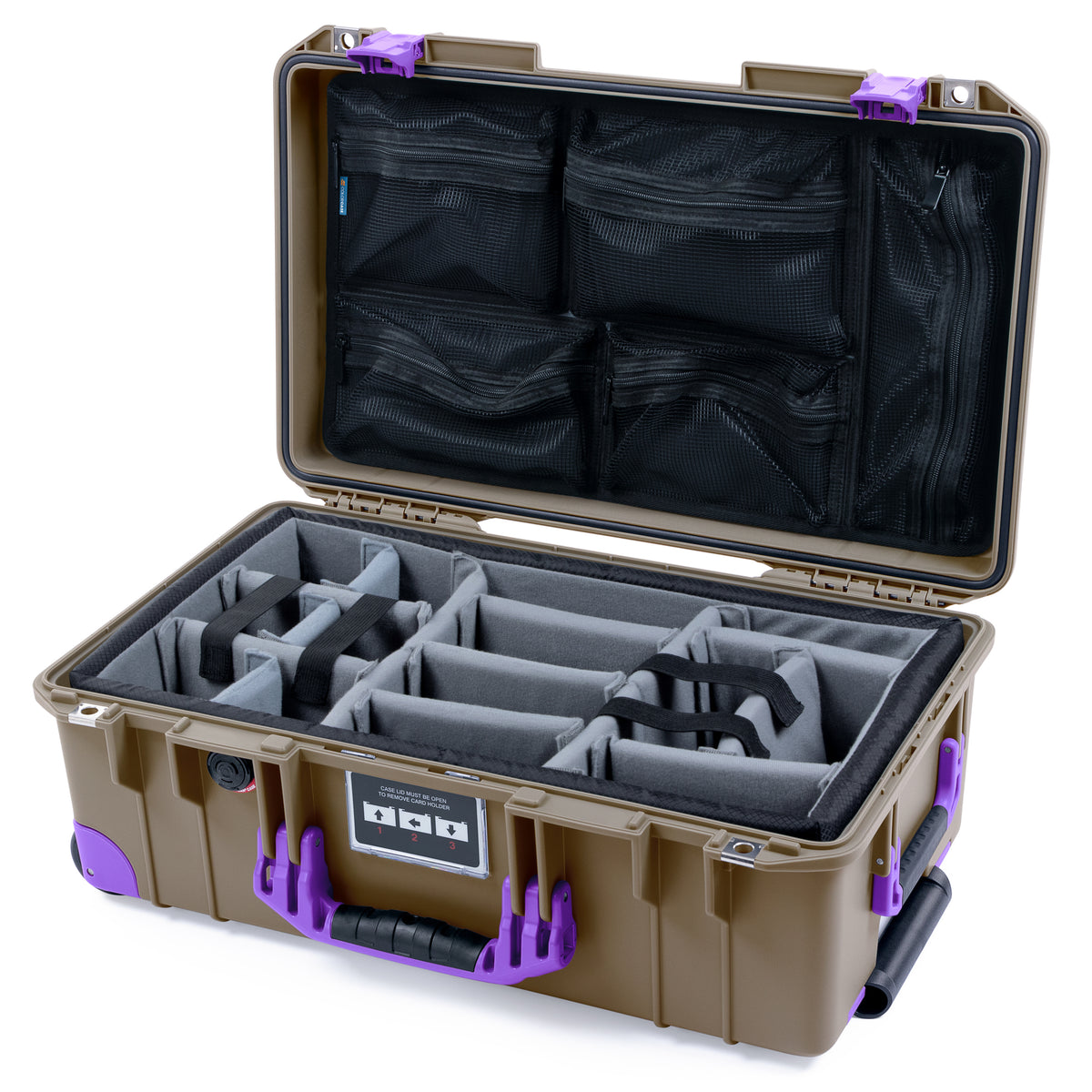 Pelican 1535 Air Carry-on Case - Dark Desert Dirt &amp; Purple Trolley