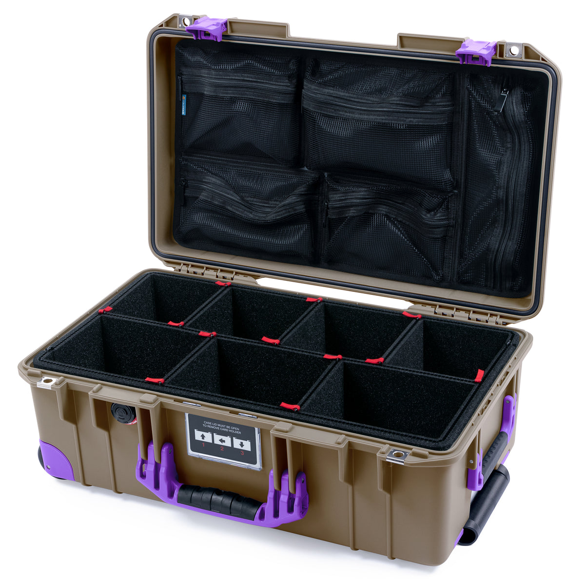 Pelican 1535 Air Carry-on Case - Dark Desert Dirt &amp; Purple Trolley