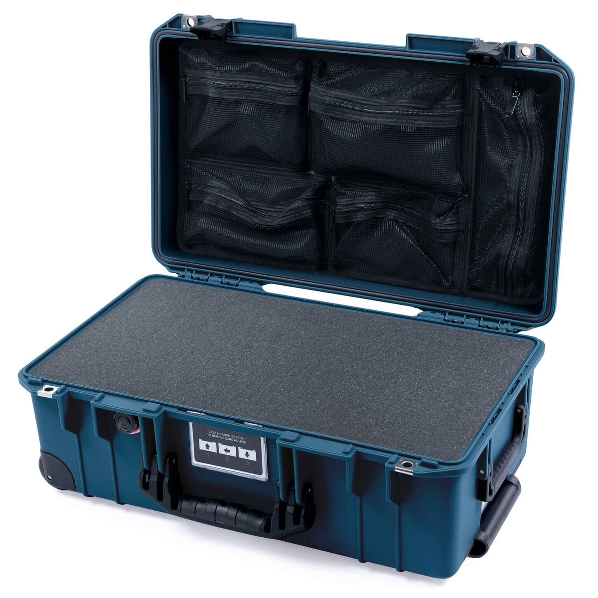 Pelican 1535 Air Carry-on Case - Deep Pacific &amp; Black Trolley - Pick &amp; Pluck Foam / Mesh Lid Organizer