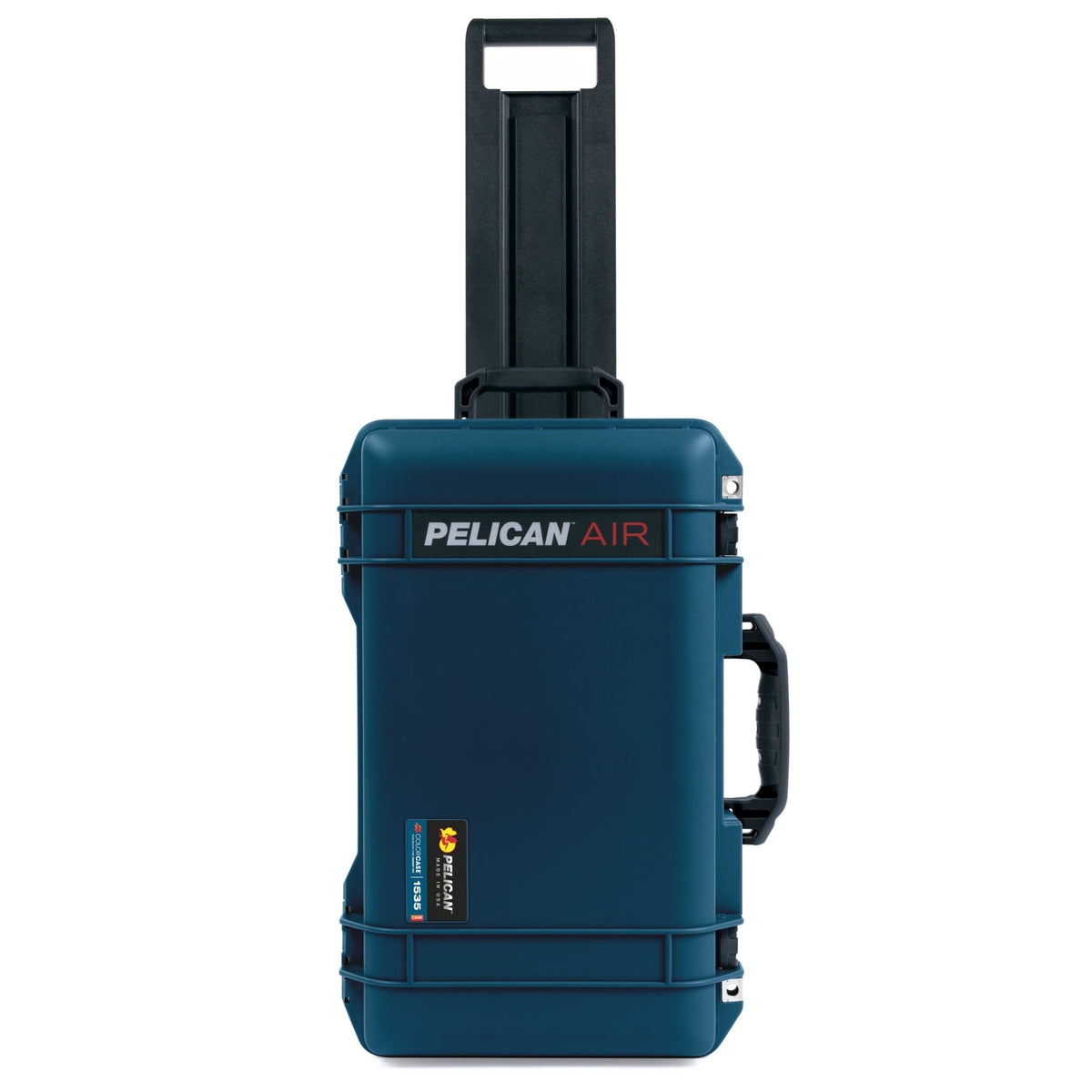 Pelican 1535 Air Carry-on Case - Deep Pacific &amp; Black TSA Latches - Front Case View Upright