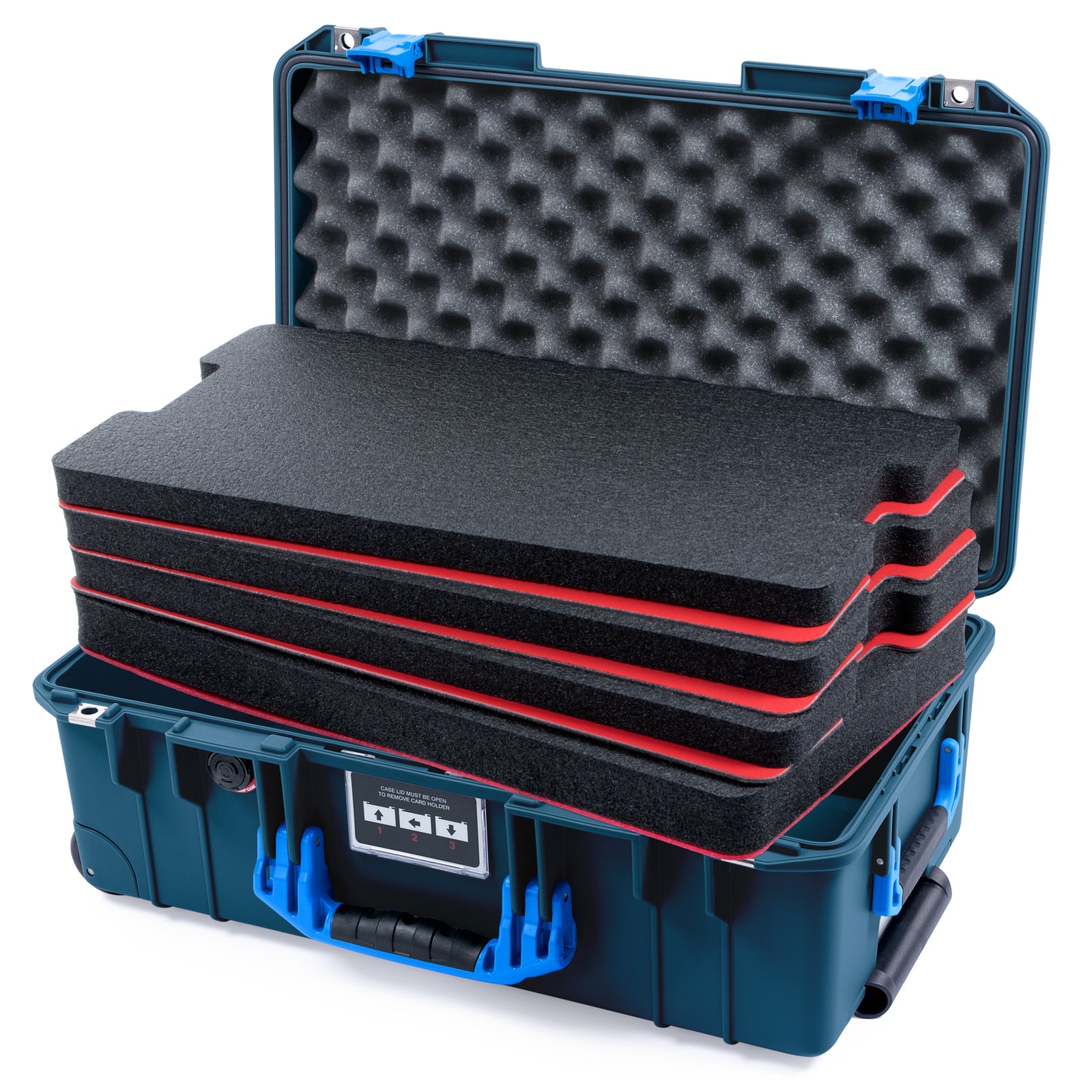 Pelican 1535 Air Carry-on Case - Deep Pacific & Blue - DIY Tool Foam Kit / Convoluted Lid Foam