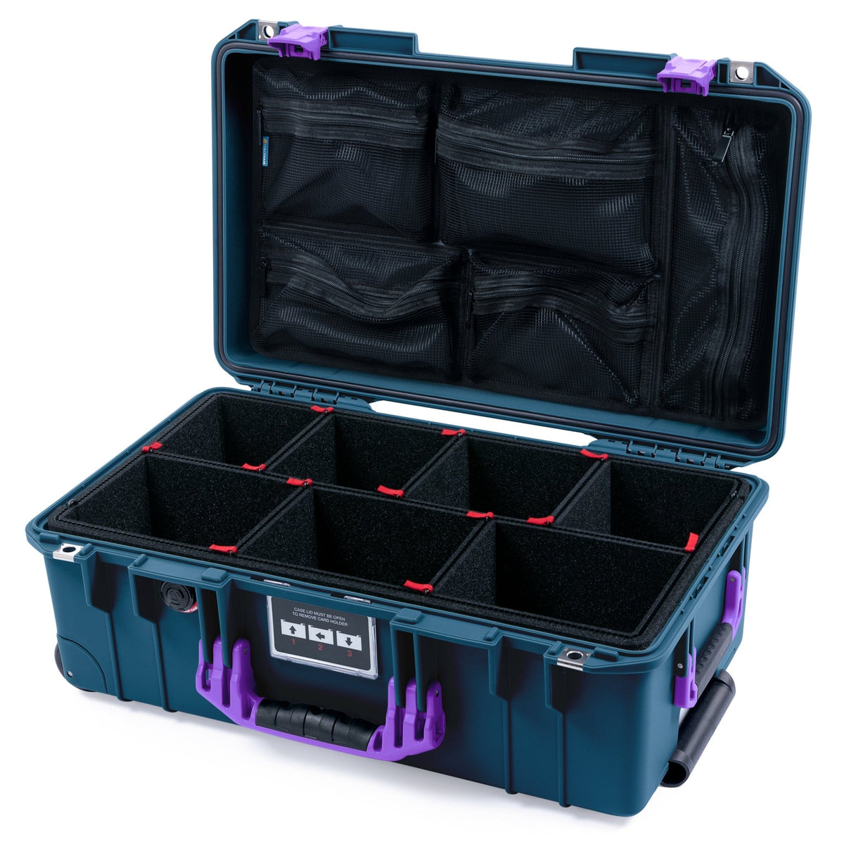 Pelican 1535 Air Carry-on Case - Deep Pacific &amp; Purple - TrekPak Divider System / Mesh Lid Organizer