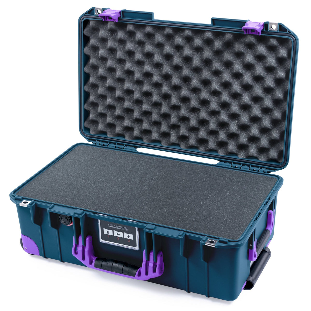 Pelican 1535 Air Carry - on Case - Deep Pacific &amp; Purple Trolley - Pick &amp; Pluck Foam / Convoluted Lid Foam