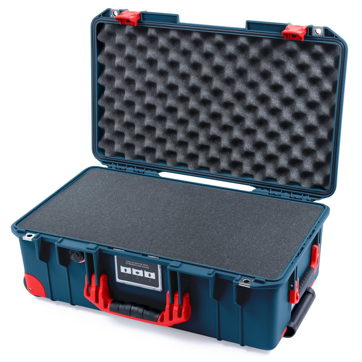 Pelican 1535 Air Carry-on Case - Deep Pacific &amp; Red Trolley - Pick &amp; Pluck Foam / Convoluted Lid Foam