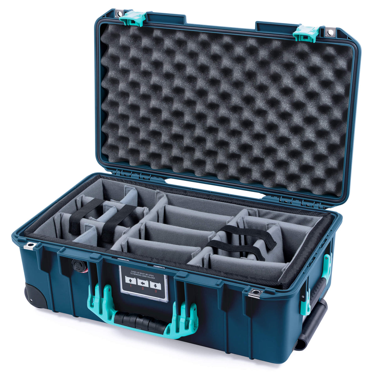 Pelican 1535 Air Carry-on Case - Deep Pacific &amp; Teal - Padded Microfiber Dividers / Convolute Lid Foam