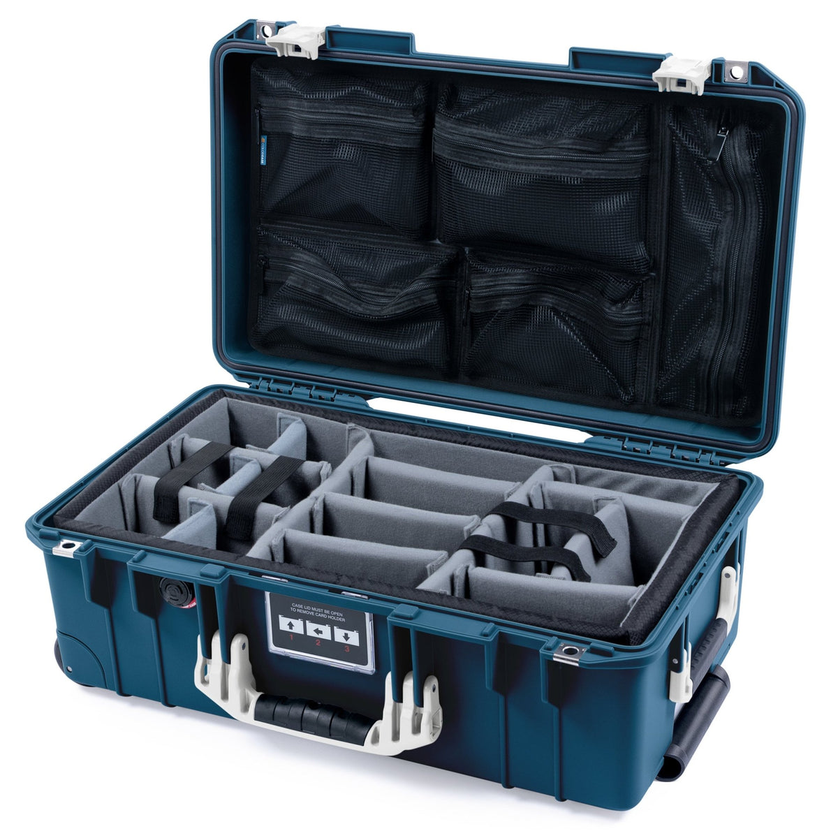 Pelican 1535 Air Carry - on Case - Deep Pacific & Whiteout - Padded Microfiber Dividers / Mesh Lid Organizer