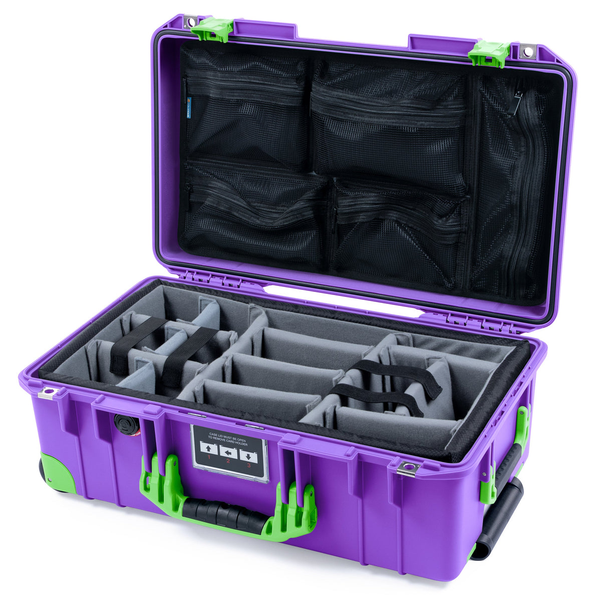 Pelican 1535 Air Carry-on Case - Galaxy Purple &amp; Lime Green Trolley