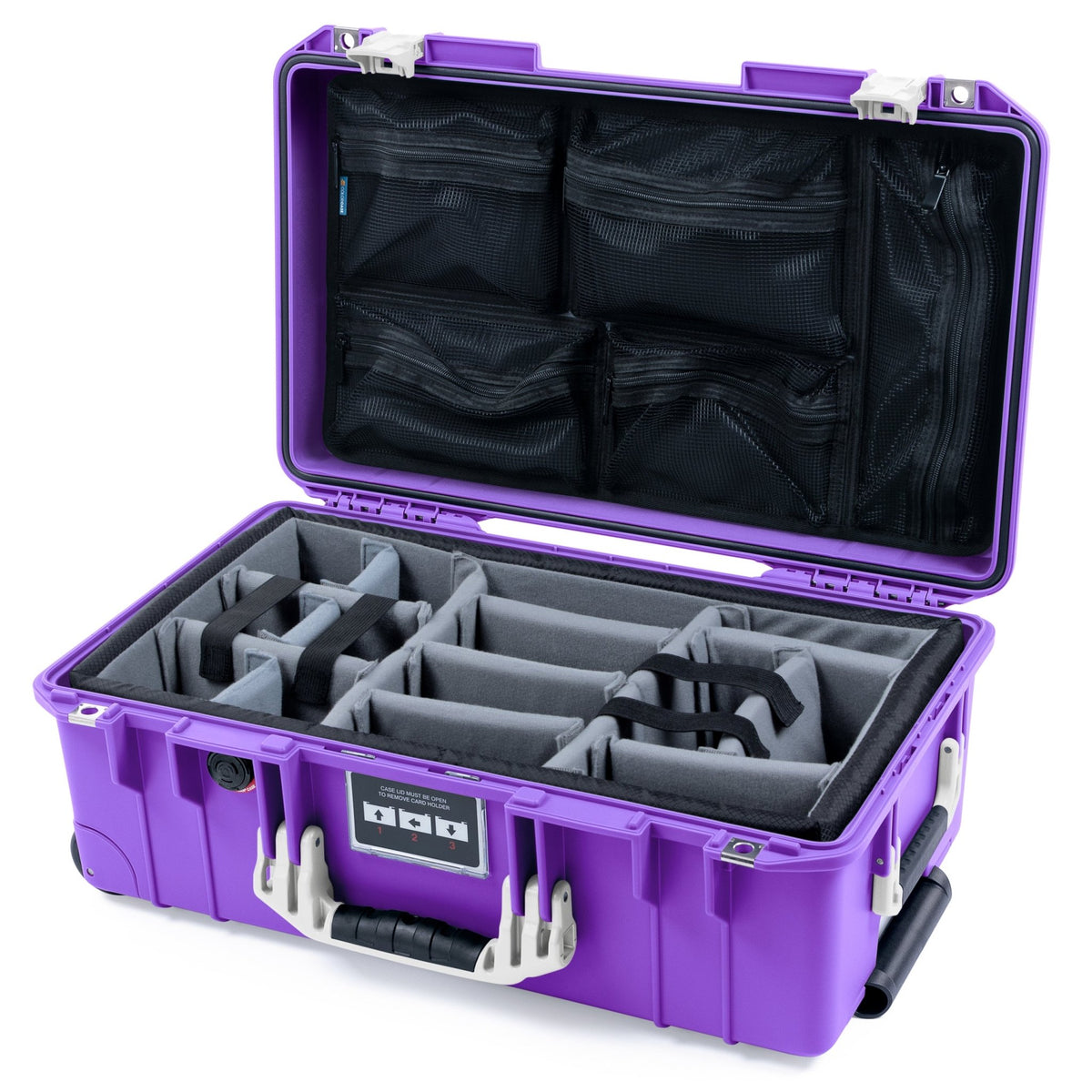 Pelican 1535 Air Carry - on Case - Purple &amp; Whiteout - Padded Microfiber Dividers / Mesh Lid Organizer