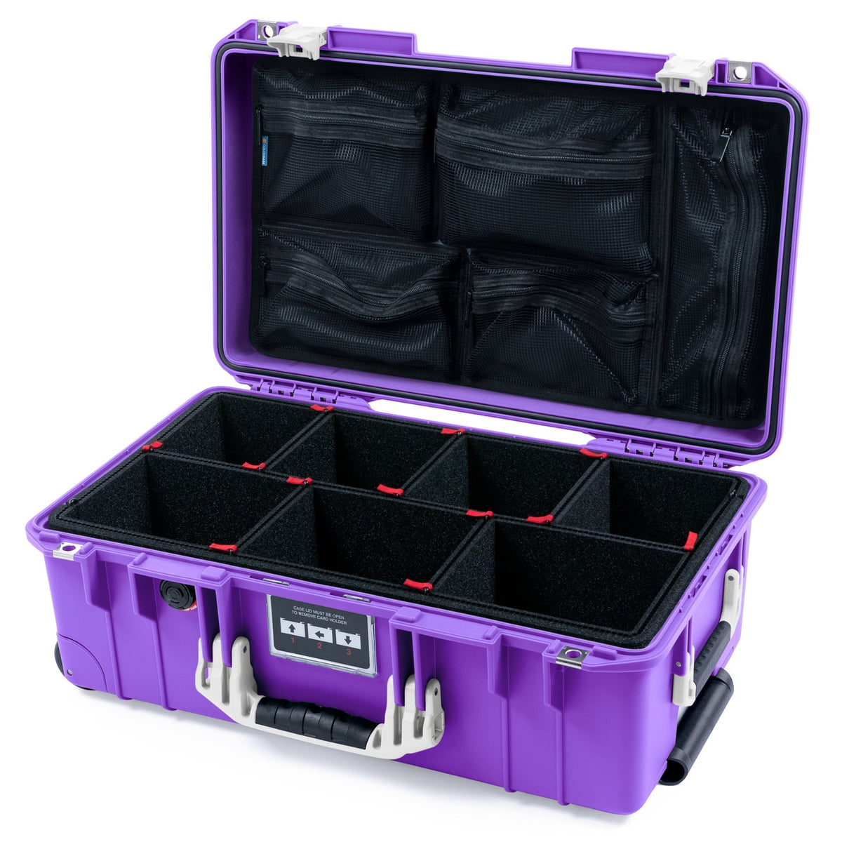 Pelican 1535 Air Carry - on Case - Purple &amp; Whiteout - TrekPak Divider System / Mesh Lid Organizer