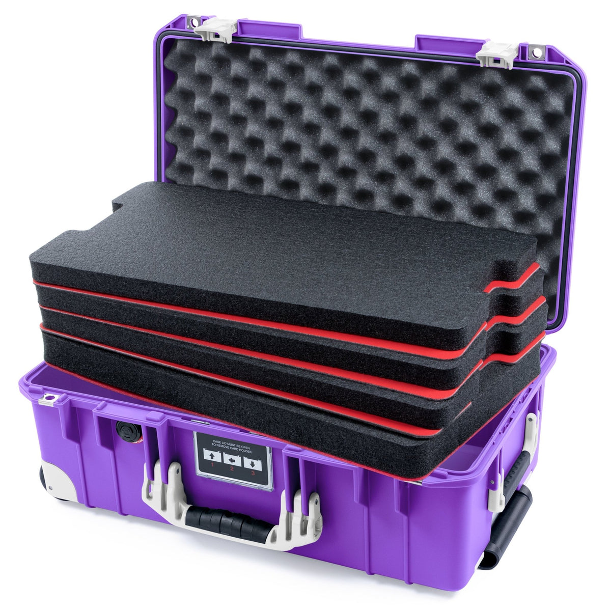Pelican 1535 Air Carry - on Case - Purple &amp; Whiteout Trolley - DIY Tool Foam Kit / Convoluted Lid Foam