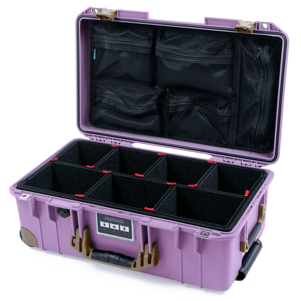 Pelican 1535 Air Carry - on Case - Lilac &amp; Dark Desert Dirt Trolley - TrekPak Divider System / Mesh Lid Organizer