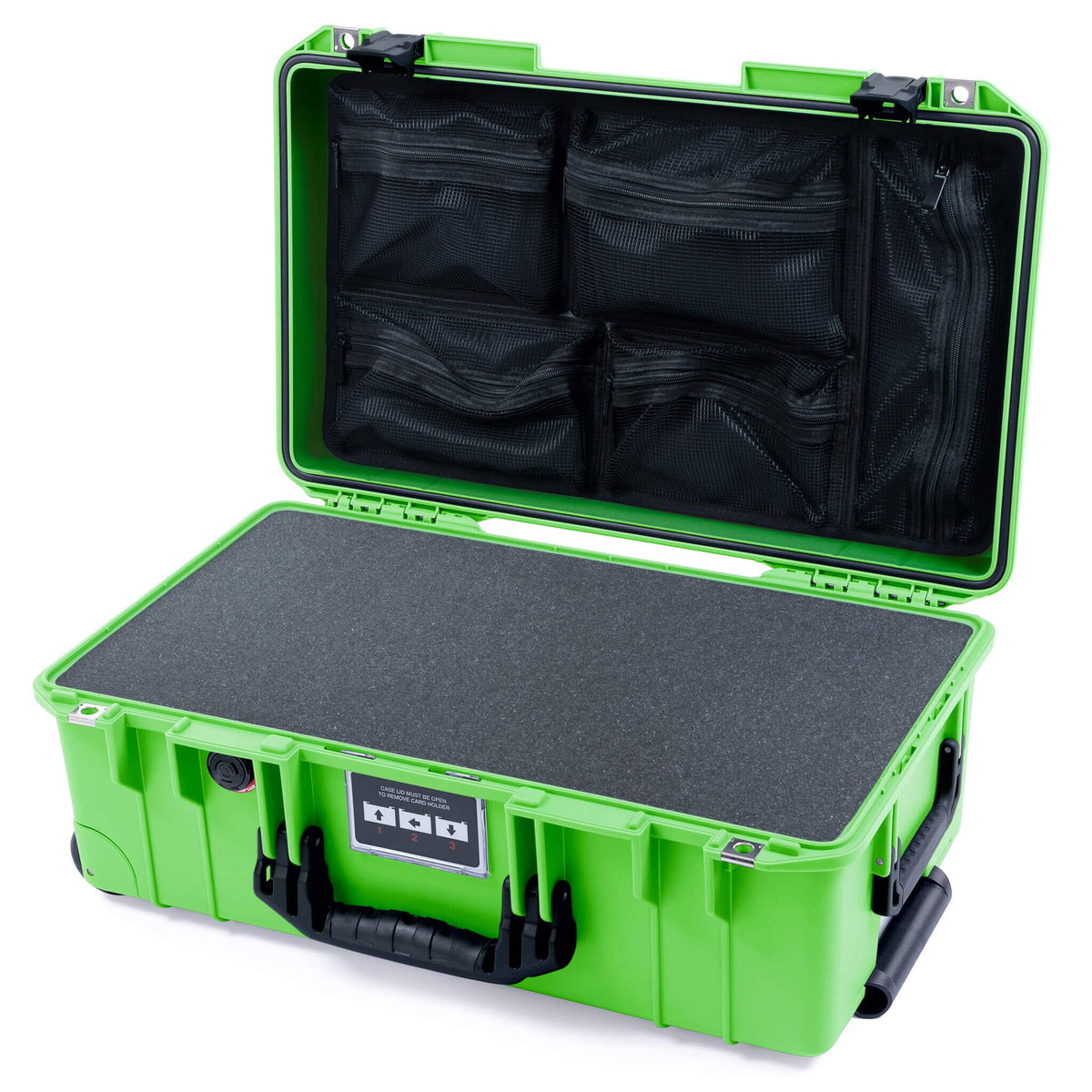 Pelican 1535 Air Carry - on Case - Lime Green &amp; Black - Pick &amp; Pluck Foam / Mesh Lid Organizer