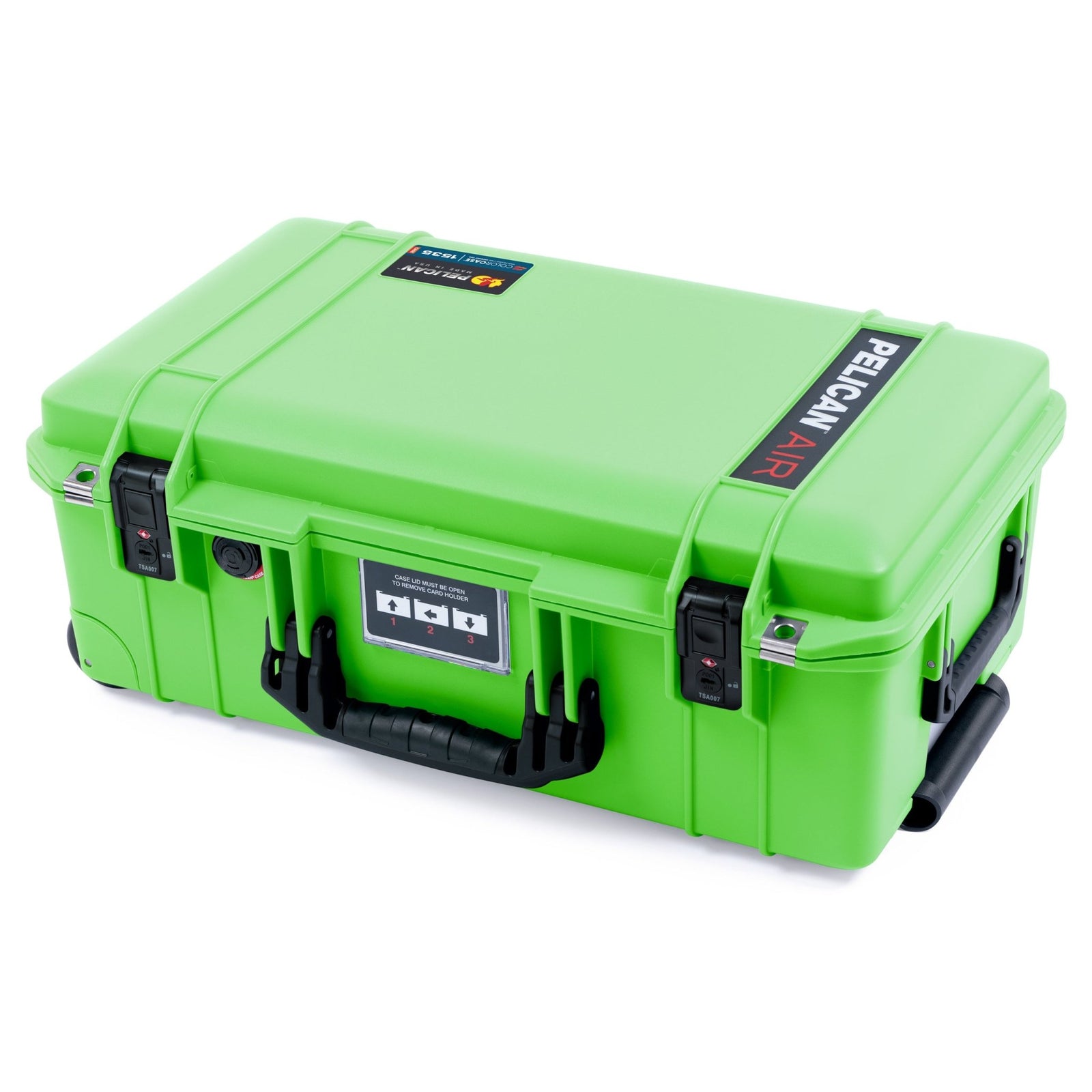 Pelican 1535 Air Carry - on Case - Lime Green & Black TSA Latches - Empty