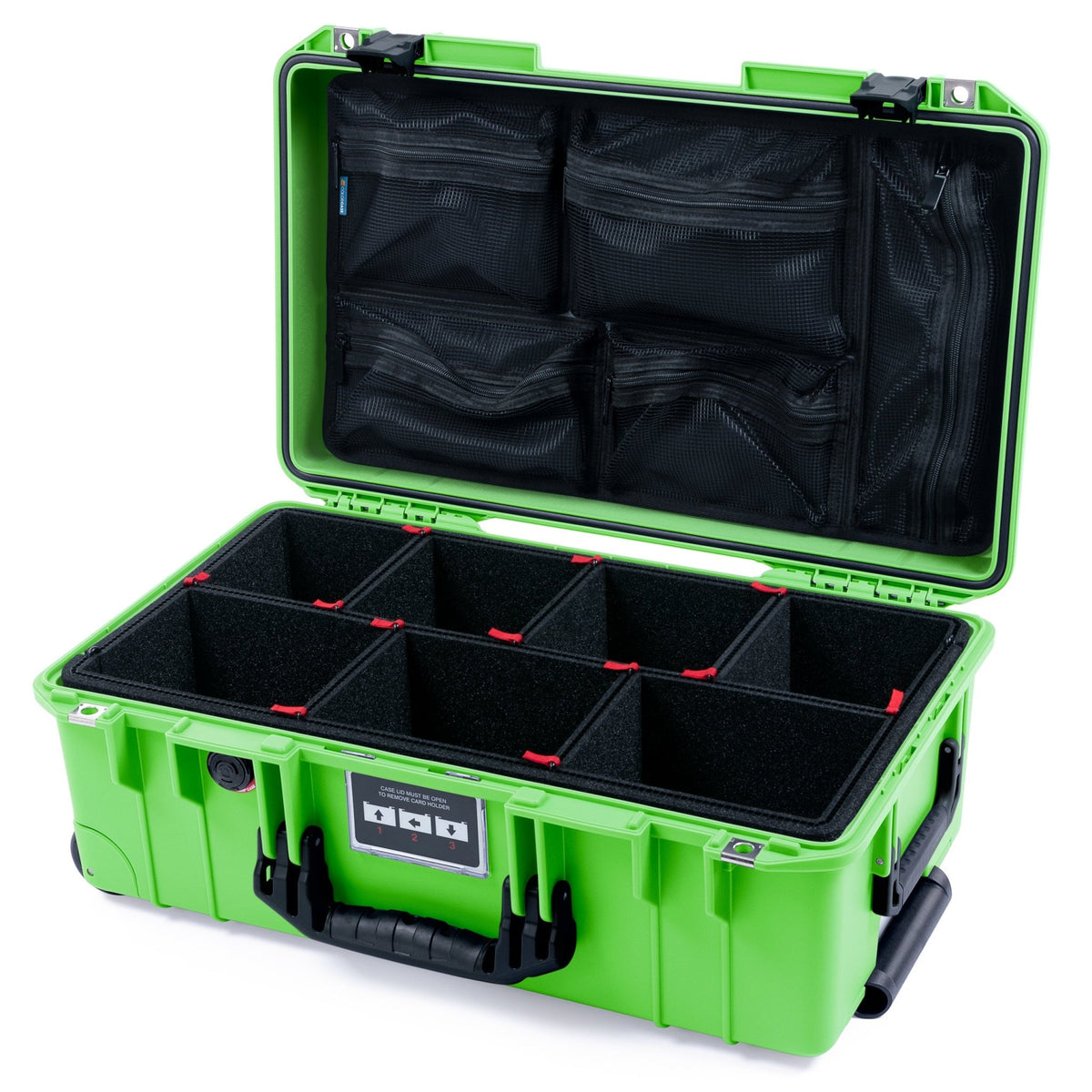 Pelican 1535 Air Carry - on Case - Lime Green &amp; Black - TrekPak Divider System / Mesh Lid Organizer