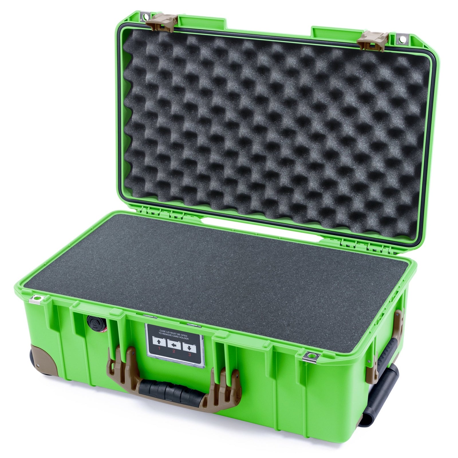 Pelican 1535 Air Carry - on Case - Lime Green & Dark Desert Dirt Trolley - Pick & Pluck Foam / Convoluted Lid Foam