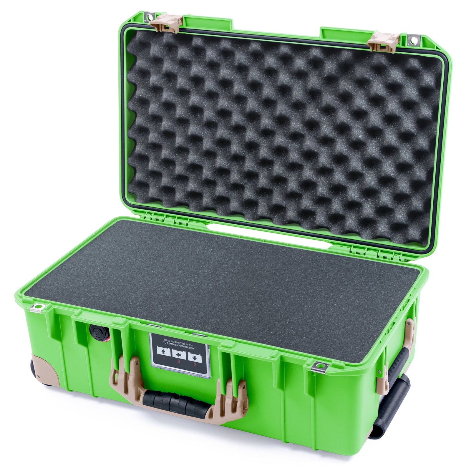 Pelican 1535 Air Carry - on Case - Lime Green & Desert Tan Trolley - Pick & Pluck Foam / Convoluted Lid Foam